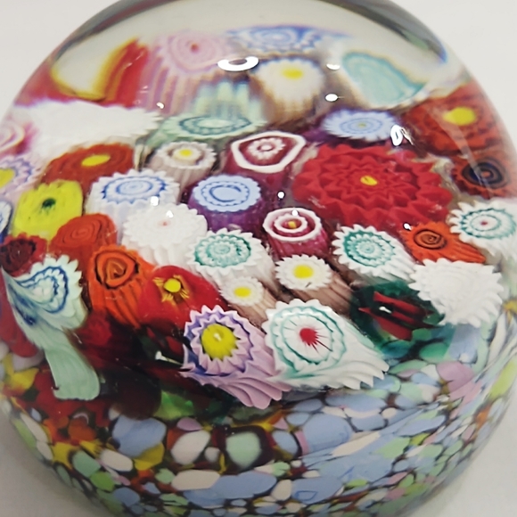 Vintage Large Murano Art Glass Millefiori Multicolored Paperweight - Picture 4 of 9